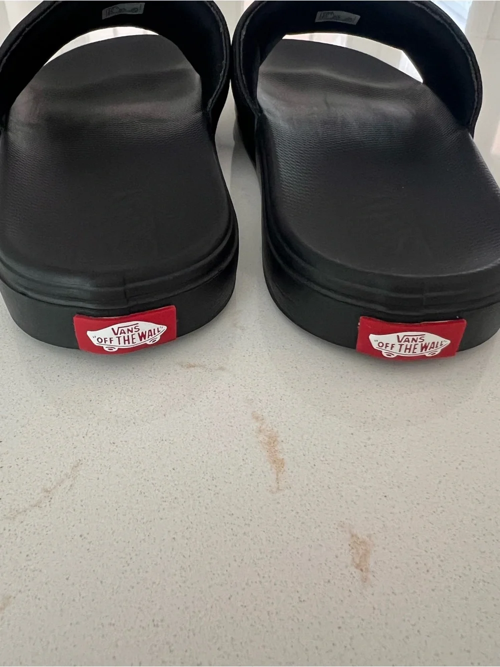 Vans La Costa Black Slides with White Vans Logo